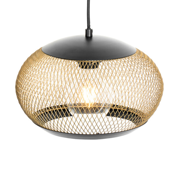 Moderne hanglamp zwart met goud langwerpig 3-lichts - Lucas - Afbeelding 2
