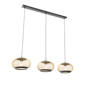 hanglampen Moderne hanglamp zwart met goud langwerpig Lucas Staal Zwart Haal deze moderne een echte blikvanger in huis. combineert dit prachtige stalen design.