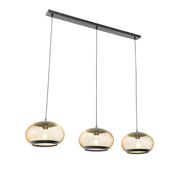 hanglampen Moderne hanglamp zwart met goud langwerpig Lucas Staal Zwart Haal deze moderne een echte blikvanger in huis. combineert dit prachtige stalen design.