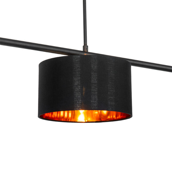 Moderne hanglamp zwart met goud 125 cm 3-lichts - VT 3 - Afbeelding 2