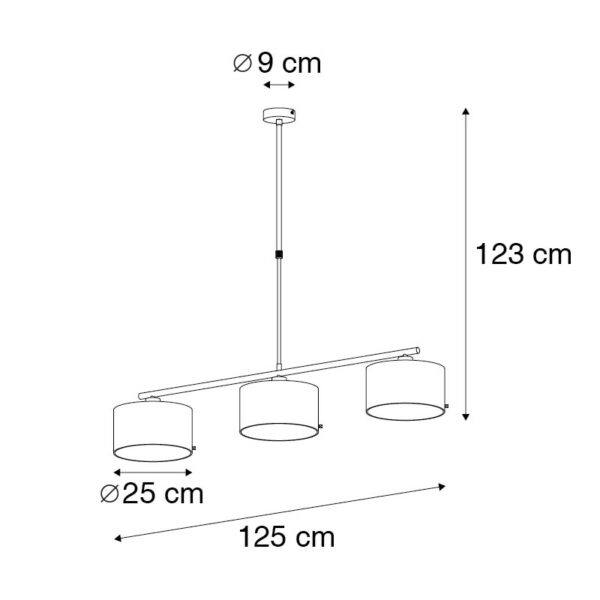 Moderne hanglamp zwart met goud 125 cm 3-lichts - VT 3 - Afbeelding 3