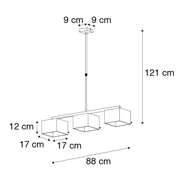 Moderne hanglamp zwart met goud 88 cm 3-lichts - VT 3 - Afbeelding 3