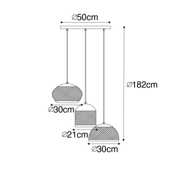 Moderne hanglamp zwart met goud rond 3-lichts - Lucas - Afbeelding 3