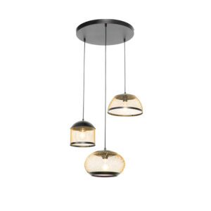 hanglampen Moderne hanglamp zwart met goud rond Lucas Staal Zwart Haal deze moderne een echte blikvanger in huis. combineert dit prachtige stalen design. Een