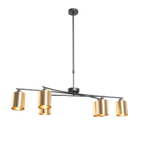 hanglampen Moderne hanglamp zwart met goud verstelbaar Lofty StaalKunststof Deze moderne brengt de nodige dosis naar je huis. is gemaakt van staal kunststof en