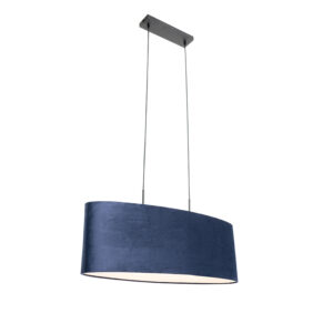 hanglampen Moderne hanglamp zwart met kap blauw Tambor StofStaal Blauw Op zoek naar een moderne toevoeging in Bekijk onze serie Deze blikvanger is afgewerkt