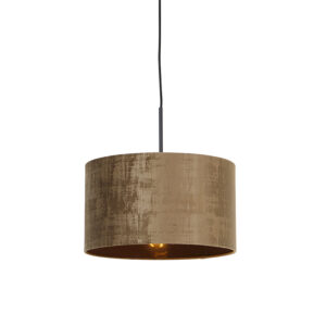 hanglampen Moderne hanglamp zwart met kap bruin 35 cm Combi StofStaal Bruin Deze moderne past werkelijk in elke woonstijl wel thuis. De mooie zachte bruine