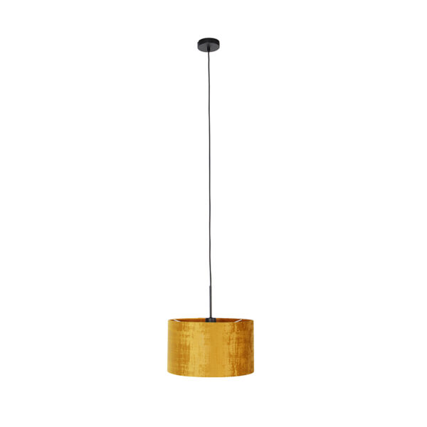 Moderne hanglamp zwart met kap geel 35 cm - Combi - Afbeelding 2