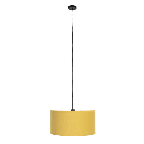Moderne hanglamp zwart met kap 50 cm geel - Combi 1 - Afbeelding 2
