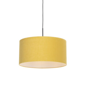 hanglampen Moderne hanglamp zwart met kap 50 cm geel Combi 1 StofStaal Geel Ben je op zoek naar een moderne Dan is de Hanglamp zeker wat voor Deze combineert