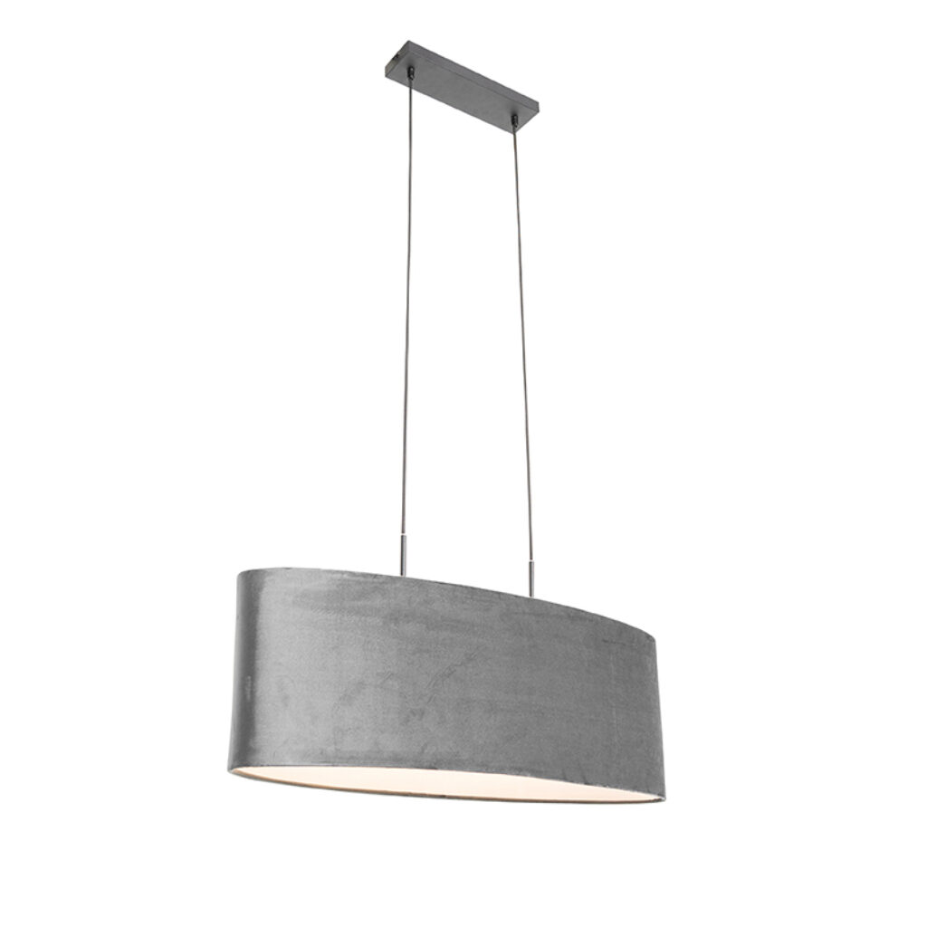 hanglampen Moderne hanglamp zwart met kap grijs Tanbor StofStaal Grijs Op zoek naar een moderne toevoeging in Bekijk onze serie Deze blikvanger is afgewerkt