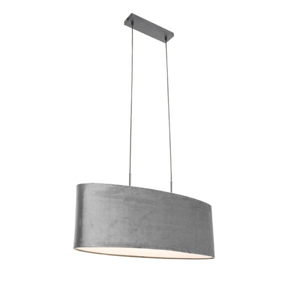 hanglampen Moderne hanglamp zwart met kap grijs Tanbor StofStaal Grijs Op zoek naar een moderne toevoeging in Bekijk onze serie Deze blikvanger is afgewerkt