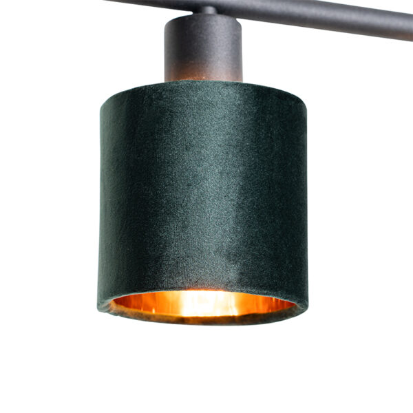 Moderne hanglamp zwart met kap groen 4-lichts - Merwe - Afbeelding 2