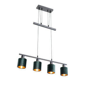 hanglampen Moderne hanglamp zwart met kap groen Merwe StofStaal Groen Wat een stijlvolle deze De hoort echt thuis in modern interieur. combinatie van de groene