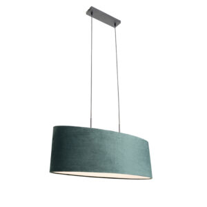 hanglampen Moderne hanglamp zwart met kap groen Tanbor StofStaal Groen Op zoek naar een moderne toevoeging in Bekijk onze serie Deze blikvanger is afgewerkt