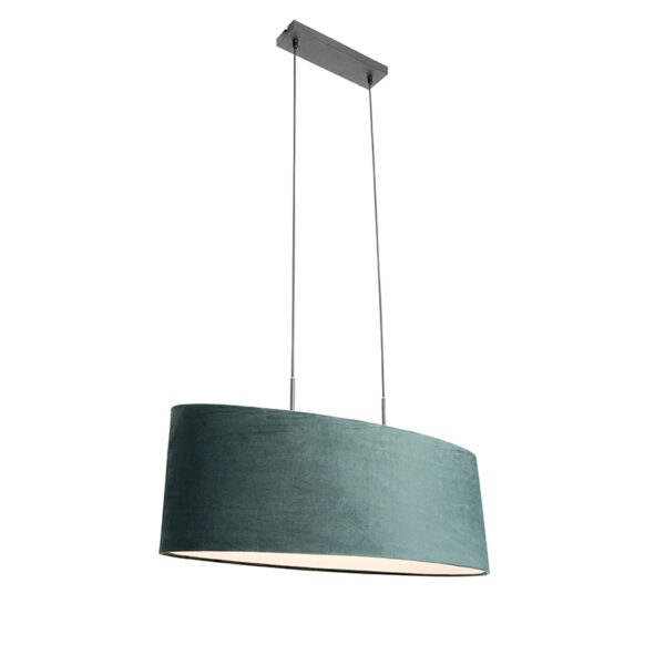 hanglampen Moderne hanglamp zwart met kap groen Tanbor StofStaal Groen Op zoek naar een moderne toevoeging in Bekijk onze serie Deze blikvanger is afgewerkt