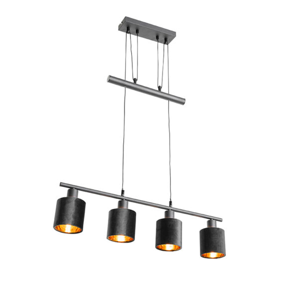 hanglampen Moderne hanglamp zwart met kap Merwe StofStaal Zwart Wat een stijlvolle deze De hoort echt thuis in modern interieur. combinatie van de zwarte kleur