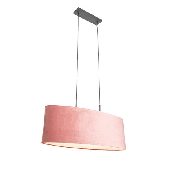 hanglampen Moderne hanglamp zwart met kap roze Tanbor StofStaal Roze Op zoek naar een moderne toevoeging in Bekijk onze serie Deze blikvanger is afgewerkt
