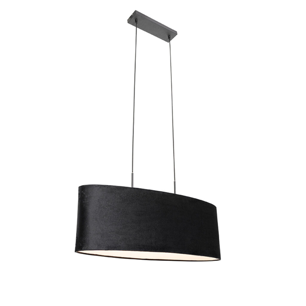 hanglampen Moderne hanglamp zwart met kap Tanbor StofStaal Zwart Op zoek naar een moderne toevoeging in Bekijk onze serie Deze blikvanger is afgewerkt armatuur