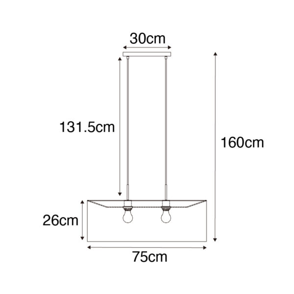 Moderne hanglamp zwart met kap zwart 2-lichts - Tanbor - Afbeelding 3