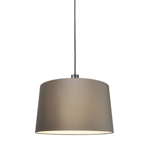 hanglampen Moderne hanglamp zwart met kap 45 cm taupe Combi 1 MetaalStof Taupe Ben je op zoek naar een moderne Dan is de Hanglamp zeker wat voor Deze combineert