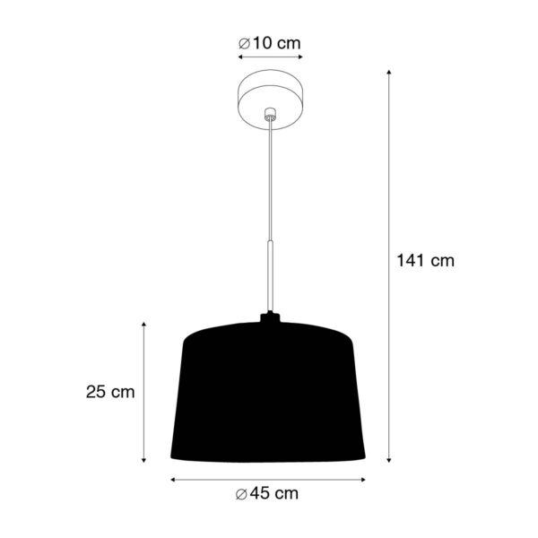 Moderne hanglamp zwart met kap 45 cm wit - Combi 1 - Afbeelding 3