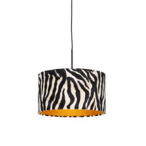 hanglampen Moderne hanglamp zwart met kap zebra 35 cm Combi StaalStof Zebra print Durf jij het aan om jouw interieur te verrijken deze moderne Dan voeg je een
