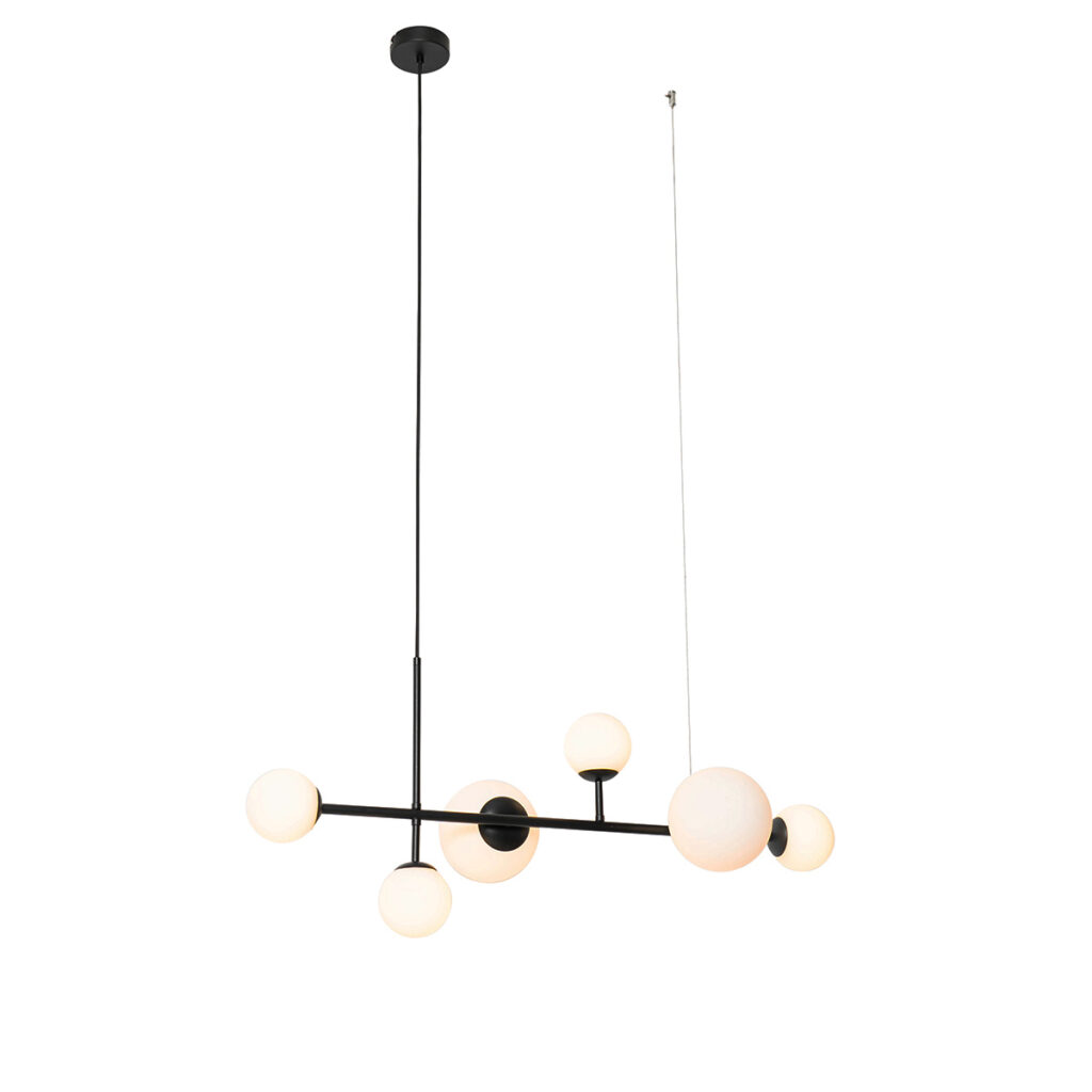 hanglampen Moderne hanglamp zwart met mat glas Monaco StaalGlas Zwart