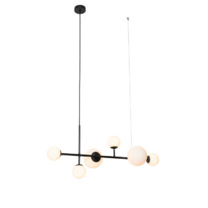 hanglampen Moderne hanglamp zwart met mat glas Monaco StaalGlas Zwart