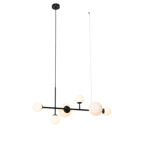 hanglampen Moderne hanglamp zwart met mat glas Monaco StaalGlas Zwart
