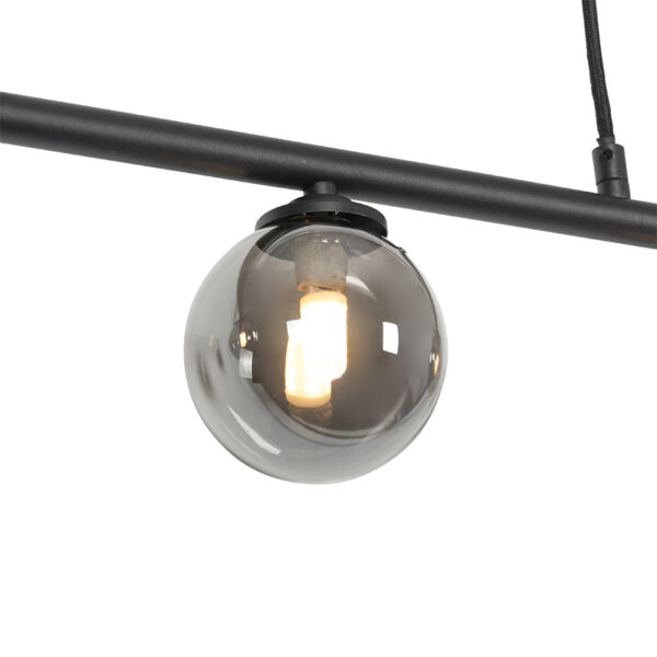 Moderne hanglamp zwart 100 cm 5-lichts met smoke glas - Athens - Afbeelding 2