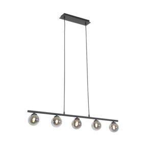 hanglampen Moderne hanglamp zwart 100 cm met smoke glas Athens GlasStaal Zwart Wauw wat een sfeervolle is Door de combinatie van staal en krijgt mysterieuze
