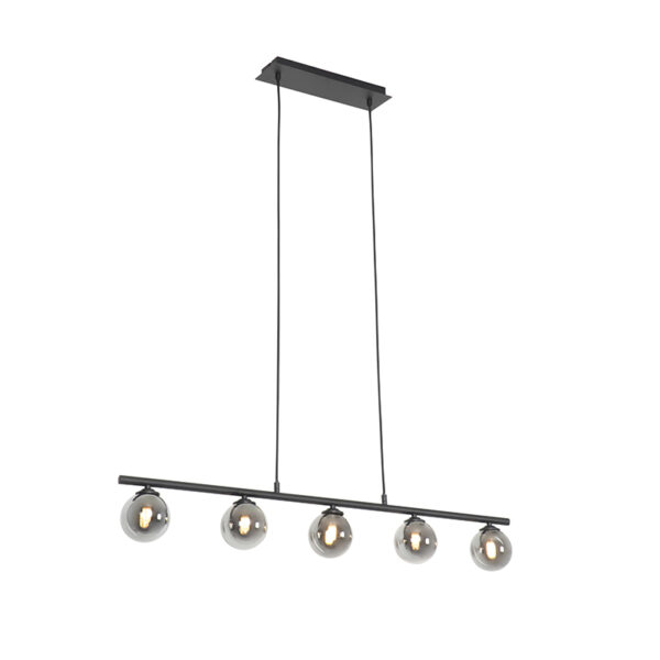 hanglampen Moderne hanglamp zwart 100 cm met smoke glas Athens GlasStaal Zwart Wauw wat een sfeervolle is Door de combinatie van staal en krijgt mysterieuze