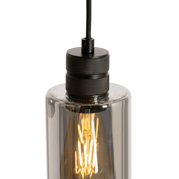 Moderne hanglamp zwart met smoke glas 3-lichts - Stavelot - Afbeelding 2
