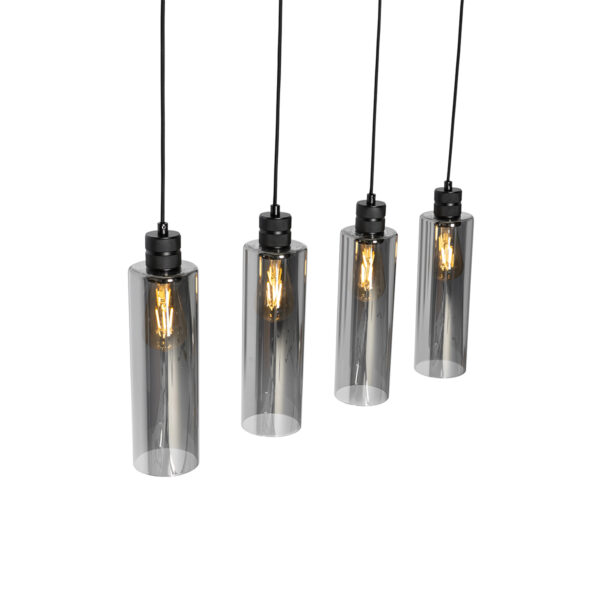 Moderne hanglamp zwart met smoke glas 4-lichts - Stavelot - Afbeelding 2