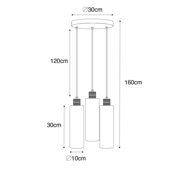 Moderne hanglamp zwart met smoke glas 3-lichts - Stavelot - Afbeelding 3