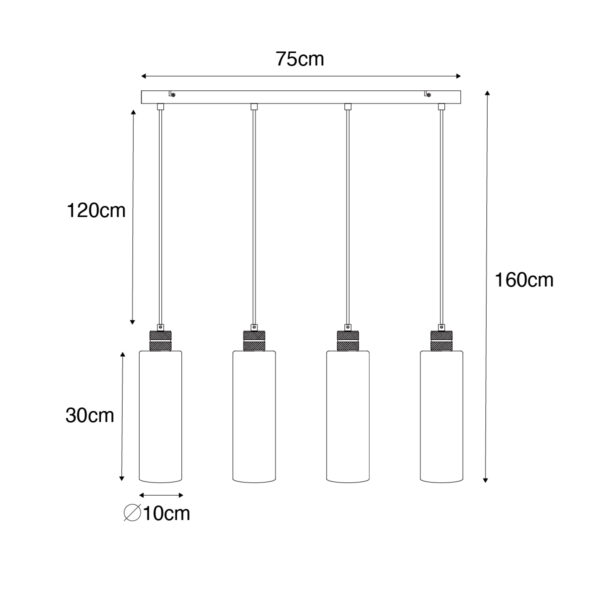 Moderne hanglamp zwart met smoke glas 4-lichts - Stavelot - Afbeelding 3