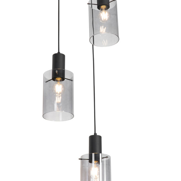Moderne hanglamp zwart met smoke glas 3-lichts - Vidra - Afbeelding 2