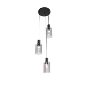 hanglampen Moderne hanglamp zwart met smoke glas Vidra GlasStaal Zwart Deze is een echte blikvanger in huis die je woning meteen moderne look lamp geeft