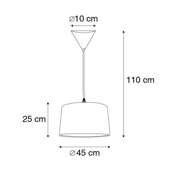Moderne hanglamp zwart met witte kap 45 cm - Pendel - Afbeelding 3