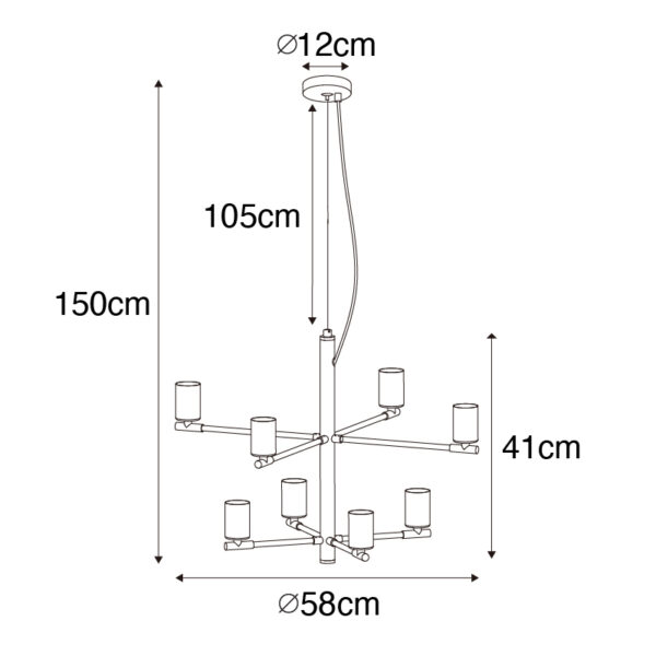 Moderne hanglamp zwart 8-lichts - Osprey - Afbeelding 3