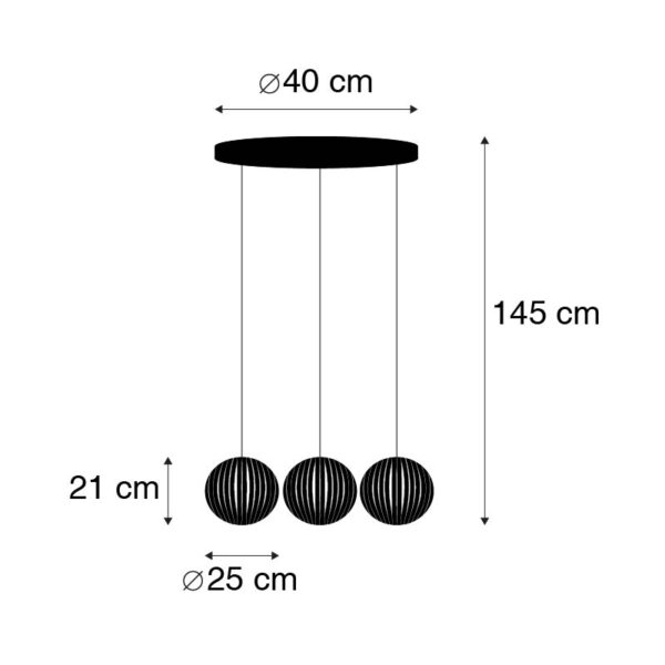 Moderne hanglamp zwart 3-lichts - Zoë - Afbeelding 3