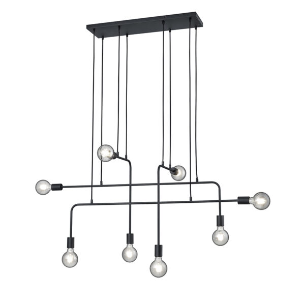 hanglampen Moderne hanglamp zwart Tibo Staal Zwart Een originele boven de eettafel deze met 8 lichtpunten. Hij heeft een uniek design waardoor het echte