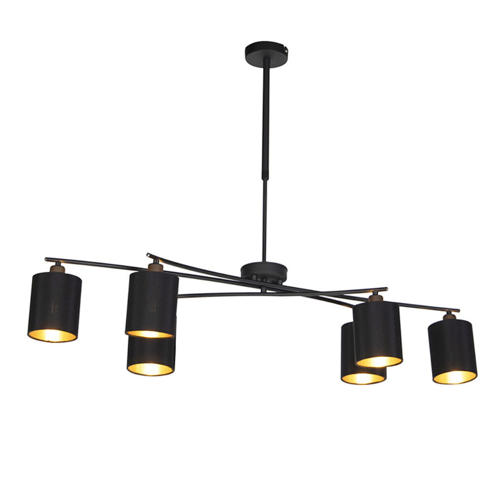 hanglampen Moderne hanglamp zwart verstelbaar Lofty StaalStof Zwart Een stoere nodig in je Kies dan voor onze leuke Hij heeft een lengte van 101 cm en breedte