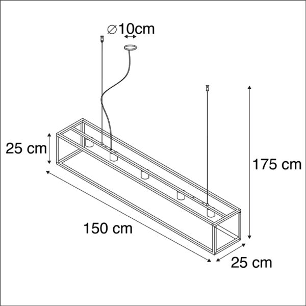 Moderne rechthoekige hanglamp zwart 5-lichts - Cage - Afbeelding 3