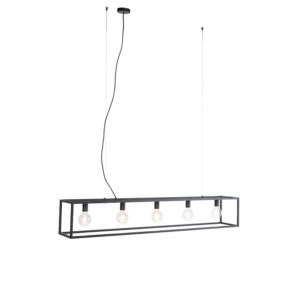 hanglampen Moderne rechthoekige hanglamp zwart Cage Staal Zwart Deze is een mooi luchtig ontwerp met sterk minimalistisch beeld. Je woning of kantoor zal gehuld