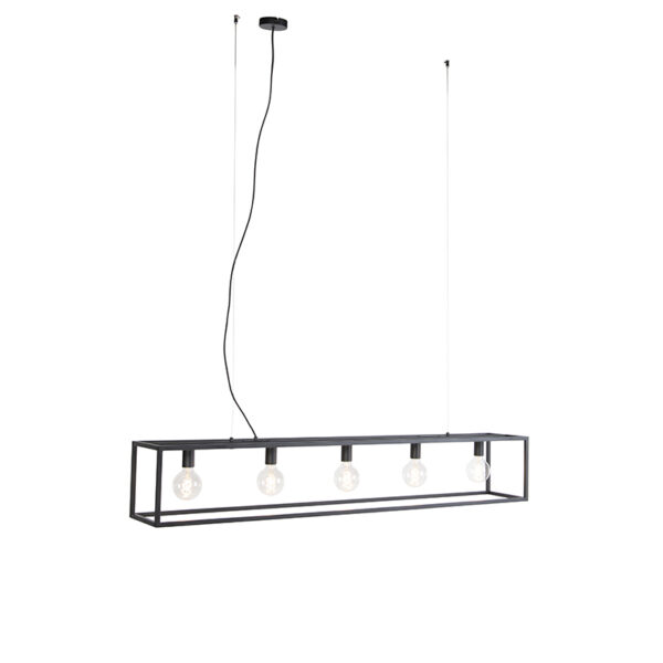 hanglampen Moderne rechthoekige hanglamp zwart Cage Staal Zwart Deze is een mooi luchtig ontwerp met sterk minimalistisch beeld. Je woning of kantoor zal gehuld