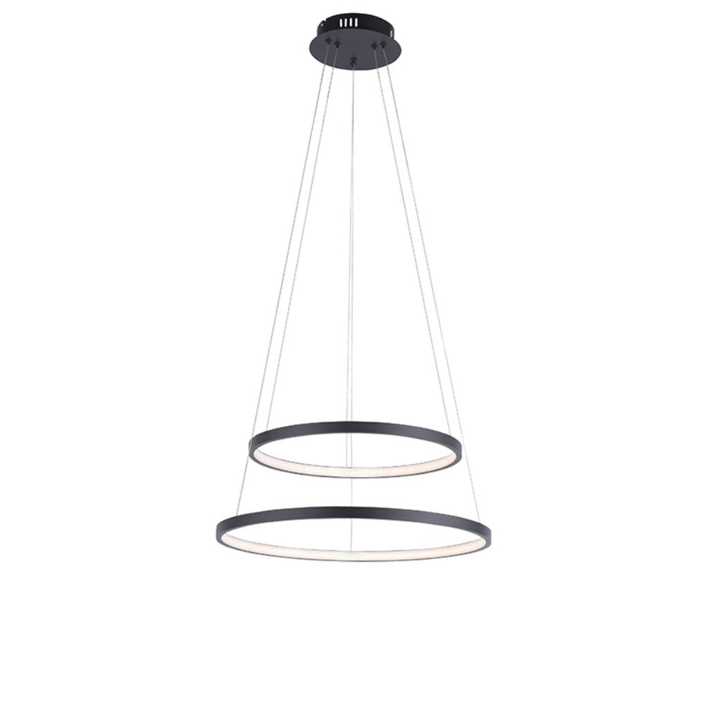 hanglampen Moderne ring hanglamp antraciet incl. LED dimbaar Anella Duo AluminiumStaal Donkergrijs Een moderne is deze Duo. Deze bestaat uit twee waardoor hij