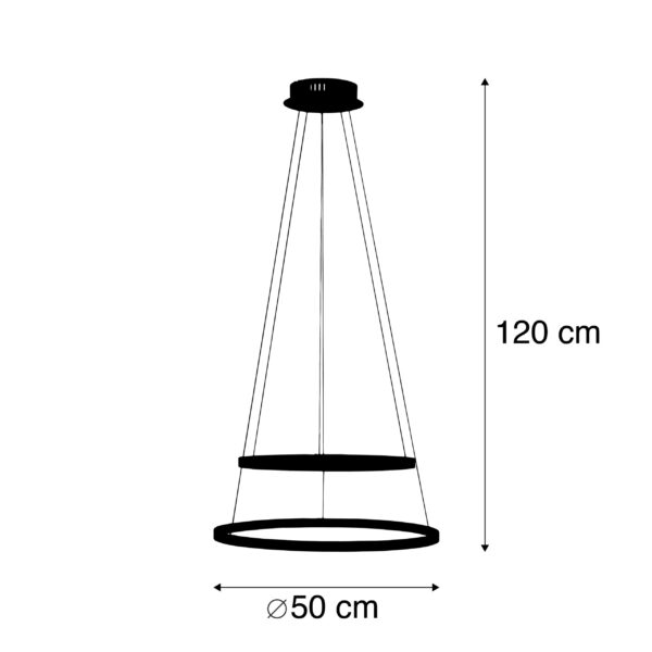 Moderne ring hanglamp antraciet incl. LED dimbaar - Anella Duo - Afbeelding 3