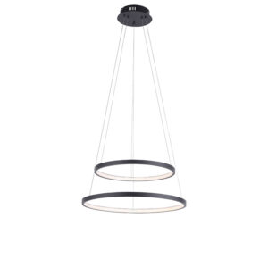hanglampen Moderne ring hanglamp antraciet incl. LED dimbaar Anella Duo AluminiumStaal Donkergrijs Een moderne is deze Duo. Deze bestaat uit twee waardoor hij